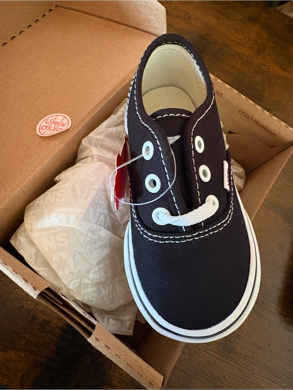Vans Kids Authentic Slip-On Sneaker - Black with White Accents